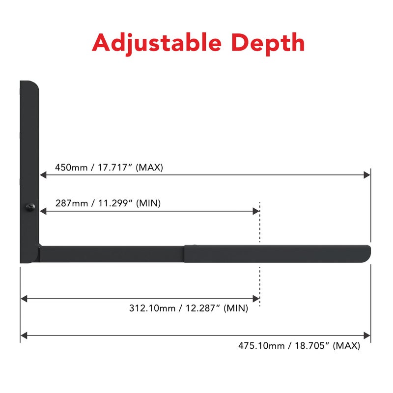 AVF Wall-Mounted Microwave Oven Brackets â€“ Universal Fit, Heavy-Duty Black Steel â€“ Adjustable Arms Hold Up to 99 lbs â€“ Set of 2 Microwave Shelf Support Brackets - Image 3